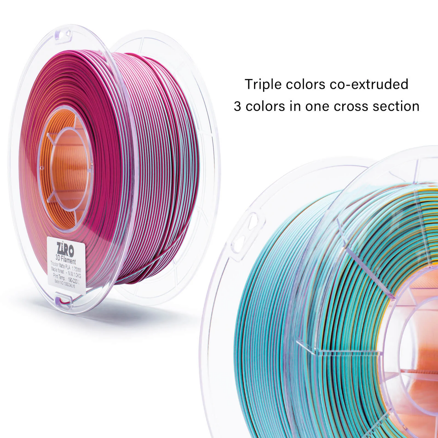 Ziro3D Tri-Color Matte PLA Filament