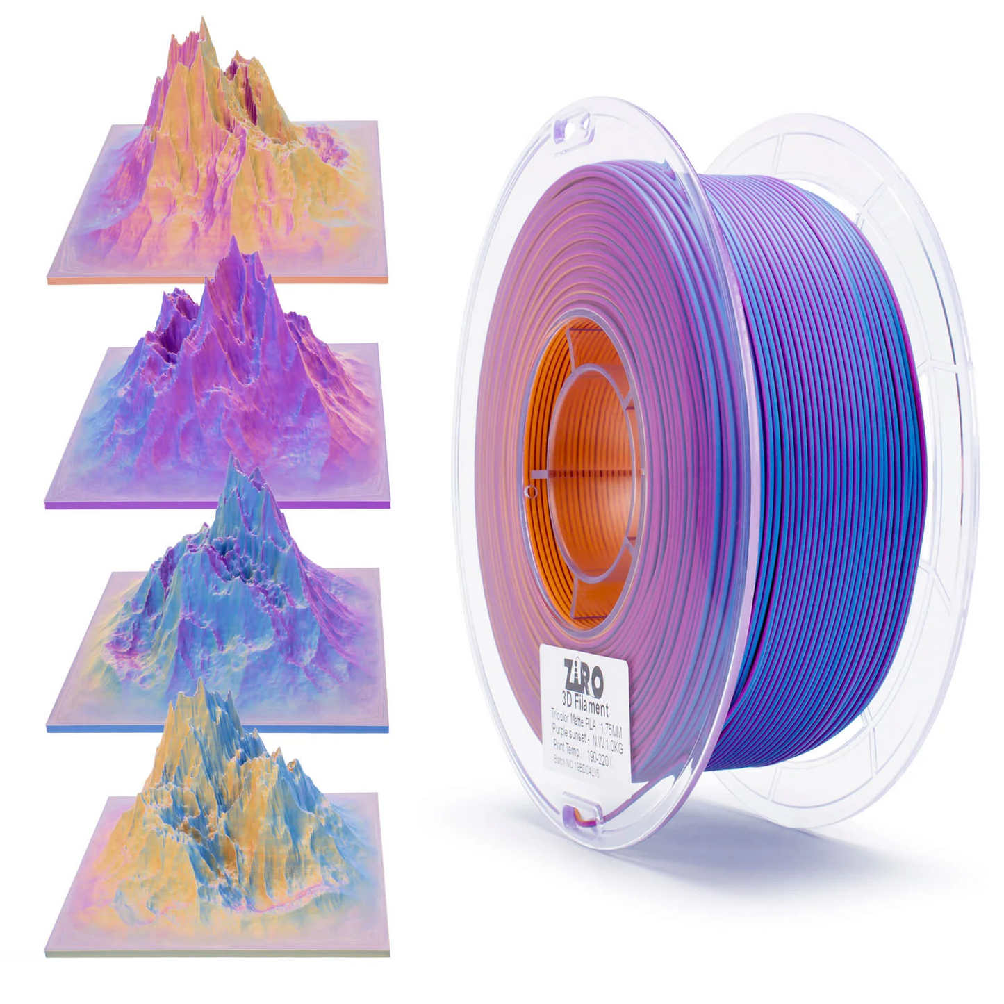 Ziro3D Tri-Color Matte PLA Filament